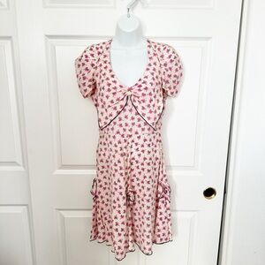 ANNA SUI Bow Details 100% Silk Dress Size 2